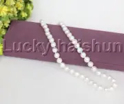 AA+ natural 18" 10mm round white string pearls necklace 14K clasp j12498