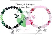2pcs Bracelets, Friendship Bracelets Merch Friendship Matching Bracelets Gifts for Friends Birthdays Christmas New Year Party Favors, Medium, Glass, no gemstone
