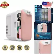 Stylish Pink Mini Fridge - 6L Portable Cooler & Warmer for Cosmetis & Snacks