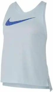 Nike Women's Dri-fit Printed-Logo Cross-Back Running Tank Top XS- Blue