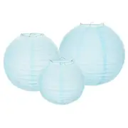 6Pcs 6"8"12" Lake Blue Paper Lanterns Decorative Round Hanging Ball Lantern