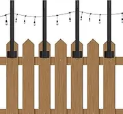 Les-Theresa 4Pcs Poles for Hanging Lights String Light Poles 1.32Ft Festoon Lights Outdoor Poles, Festoon Light Pole with Hooks Festoon Poles Outdoor for Patio Fence Wall Garden Backyard Deck