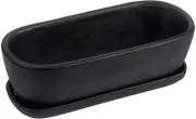 Black Ceramic Succulent Planter Pot, Indoor House Plant Container for Flowers