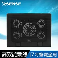 在飛比找PChome24h購物優惠-Esense E-C11 冷光五風扇筆電散熱墊