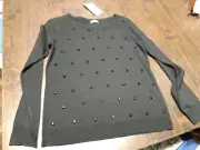 NWT Jaclyn Smith Black Sweater With Black Rhinestones Size Women's Small