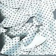 Fishscale Fin Sequin 1.5" Black Polka Dot on Silver Metallic