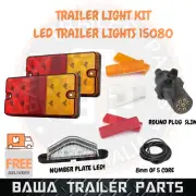 LED TRAILER TAIL LIGHT KIT MULTI-VOLT PLUG WIRE REFLECTOR CARAVAN Side Marker