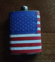 8 oz Stainless Steel Hip Pocket Whiskey Flask American Flag Stars & Stripes