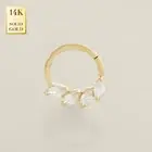 14K REAL Solid Gold CZ Swish Leaf Hoop Daith Helix Tragus Conch Septum 18 Gauge