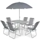 NNEVL 8 Piece Outdoor Dining Set Steel and Textilene Grey