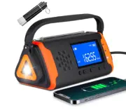 Emergency Weather Crank Radio 6000mAh - Solar Powered, Hand Crank,AM/FM/NOAA