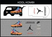 HotWheels(1/64), Kool Kombi "Air Jordan 029" Waterslide,PrintedWhiteFirst,Decals