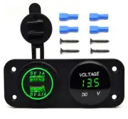 DC 12V - 24V LED Digital Voltmeter + Dual USB Outlet Power Socket Panel 2.1A/...