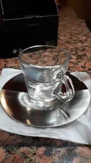 (N)espresso Coffee Cups/Saucers Glass/Steel Set of 2