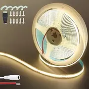Clearhill 24V COB LED Strip Lights(No Power Supply),32.8FT/10M,Natural White 4000K,320LEDs/M,with 5521DC Female and red+Black Wire Connectors,8mm Width,IP20,for DIY Home Indoor Decoration