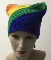 NWT Burberry $490 Wool/Cashmere Rainbow Striped Beanie LGBTQ+ Unisex