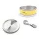 VIIDA Soufflé 抗菌不鏽鋼餐具兒童上學必備組(碗+蓋+匙) 萊姆黃
