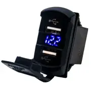 USB Port Voltmeter OZ-USA® Dual Charger Car Truck RZR RV Rocker Switch Blue LED