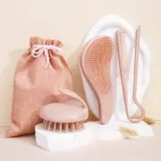 Pink Eco-Friendly Wheat Straw Hair Care Set - Massage Brush, Detangling Comb, an