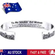 For Love - To My Smokin' Hot Woman Wave Cuff Titanium Steel Open Bracelet ZQ