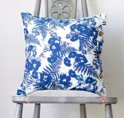 Cushion Cover Blue White Floral Sara Cotton Sofa Throw Pillow Daybed Pillow Case