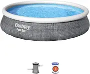 [Bestway] 13ft Rattan-Style Fast Set Pool: Easy Inflation, Space-Saving Design, Durable Material, Complete Set for Endless Summer Fun!