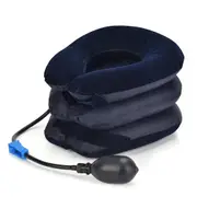 Inflatable Cervical Neck Traction Pillow Pain Relief Device Blue