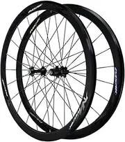 28" Carbon Fiber Road Bike Wheels 700C Wheelset 40mm Matte 20mm Width Suitable 7-12 Speed Cassette Mountain Bike Wheelset QR 1890g (Color : Black hub Black)