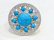THOMAS SABO Sterling Silver CZ Turquoise Ring Size 56