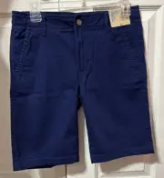 THERE ABOUTS Boys Navy Blue Flex Adjustable Waist Chino Shorts 9.5” NWT 16