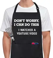 Xornis Funny Apron for Men Women 100% Cotton Adjustable Bib Aprons with 2 Pockets Grilling Grill Kitchen Cooking