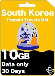 South Korea Prepaid eSIM - SK Telecom Network, High-Speed Data, Unlimited Data at 128kbps, Data-Only (10GB (30 Days))