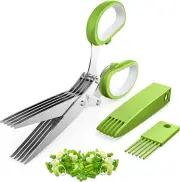 Herb Scissors Set: 5-Blade Kitchen Shears with Cover, Sharp & Dishwasher Safe, G
