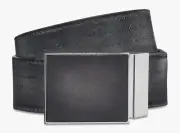 BERLUTI Logo print canvas scritto leather black gray reversible belt 115 NEW