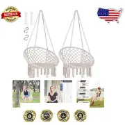 Chic Hanging Cotton Rope Hammock Chair with Book Pocket - Enjoy Reading Anywhere