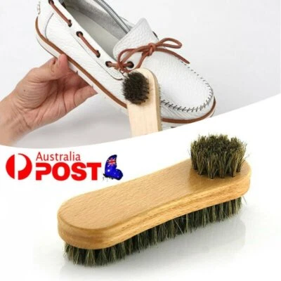 1Pc Bristle Shoe Brush Wood Handle Leather Boots Daubers Applicators Cleaning