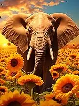 Reofrey DIY Diamond Painting Kits for Adults Elephant, Diamond Art Animal Full Drill Round Rhinestone Diamond Painting Accessories, Cross Stitch Embroidery Canvas for Crafts Home Decor 30x40cm X15