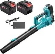 Leaf Blower, 600W Cordless Hair Dryer, Thick Copper Motor, 3900MA Continuous Battery Life, No-Load Speed 22500R/Min, Peak Air Volume 680M/H, Suitable for Gardens, Terraces, Lawns, Warehouses Blue