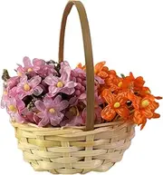 Flower Basket with Handle - Decorative Basket with Handle | Portable Miniature Woven Desktop Ornament For Garden Home Outdoor Wedding Farmhouse