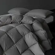 HYVIF Luxury Down Fiber Comforter Oversized King Size - High Fill Power Medium Warmth for All Season Duvet Insert - Light Weight, Gray (120" x 98")