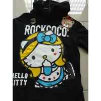 在飛比找蝦皮購物優惠-Rockcoco夢遊仙境凱蒂kitty長袖帽T黑色尺寸XS