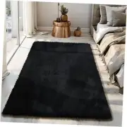 Fluffy Rug Shaggy Area Rug, Black 3x5 Area Rugs for Bedroom, Super Soft Shaggy