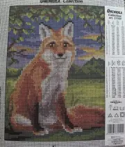 Printed needlepoint tapestry canvas only 7x9.5 Orchidea Fox