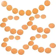 MOBUTOFU 5pcs Basketball Paper Latte Art Basketball Banner Decoration Sports Bunting Hanging Banners Birthday Decorations Basketball Garland Hanging Banner Basketball Decor Party