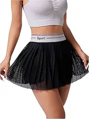 [Verdusa] Women's Flowy Elastic Waist A Line Pleated Striped Mini Tennis Skort Skirt