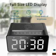 Digital Alarm Clock Radio w/Bluetooth Speaker USB Wireless Charger LED Display