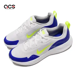 Nike 休閒鞋 WearAllDay GS 大童鞋 女鞋 白 藍 螢光黃 運動鞋 CJ3816-104