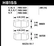 Hawk HP+ Front Brake Pads For 86-95 Mazda RX-7 HB155N.580 (for: Mazda)