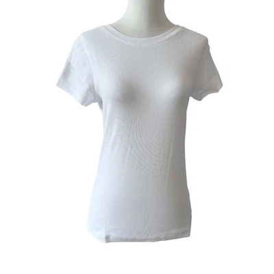 2 BOWEE TEE CLUB MONACO T SHIRTS WHITE MICRO RIB COTTON MODAL CLASSIC NWT M