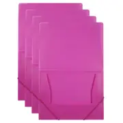 4PK Marbig Document A4 File Organiser w/ Elastic Stationery Paper Storage Pink